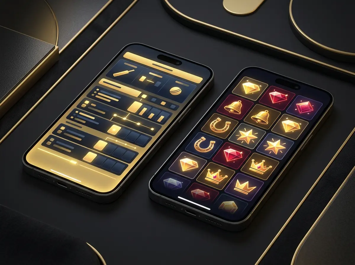 Two smartphones with cricket betting and slot games in the Melbet app