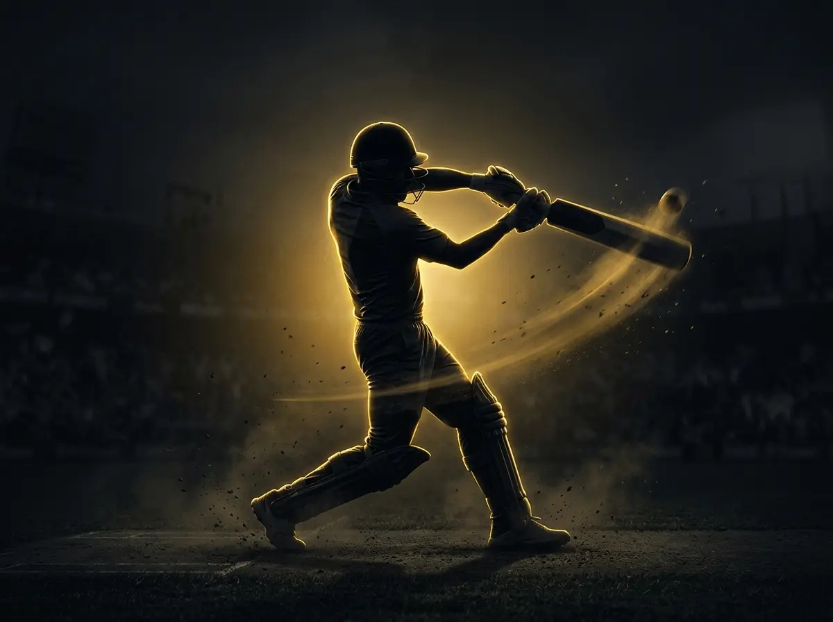 Silhouette of a batsman mid-swing for cricket betting